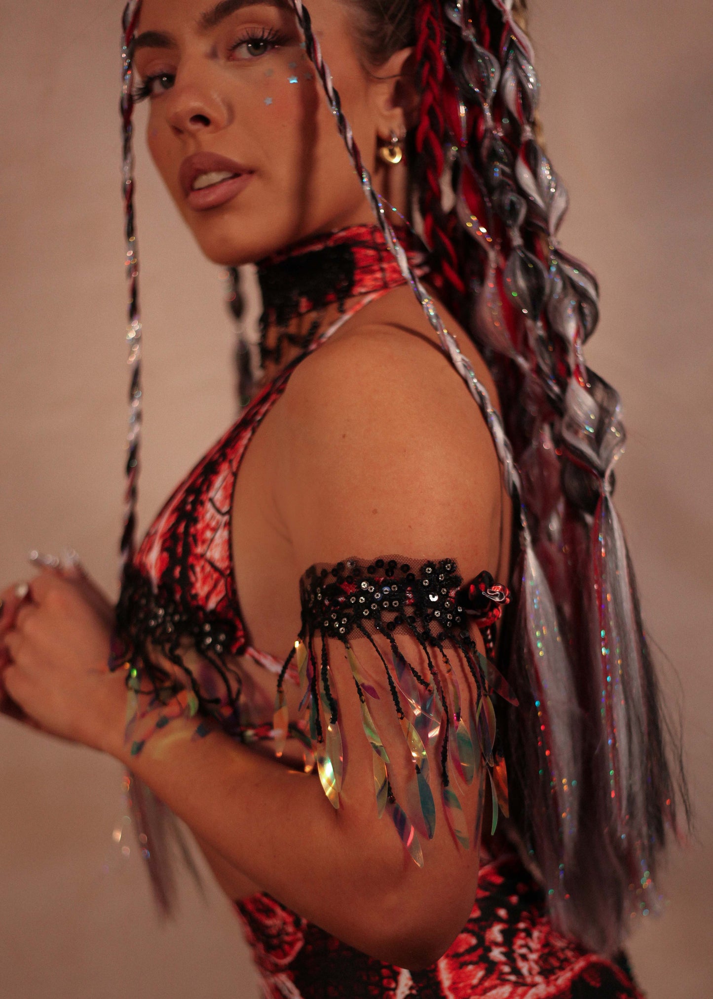 Festival Hair - Lime Blonde Collection: Tie-in Extension braid set - Red Venom