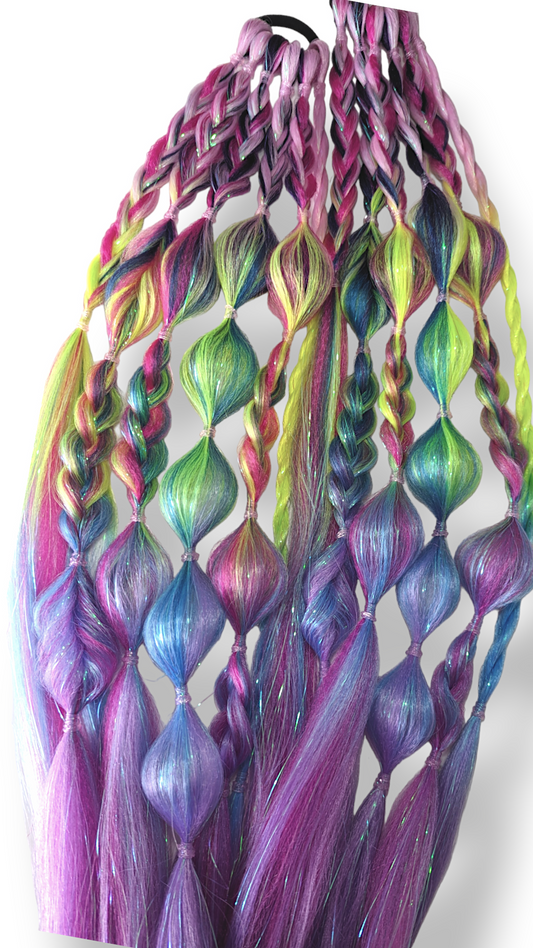 Festival Hair - Tie In Rave Bubble Braid set - Tinsel Kandi - Maxi