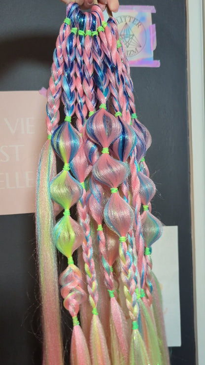 Festival Hair - Tie In Bubble Braid - set of 2 -  Unicorn 1.10