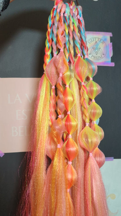 Festival Hair - Tie In Bubble Braid - set of 2 -  Unicorn 1.2