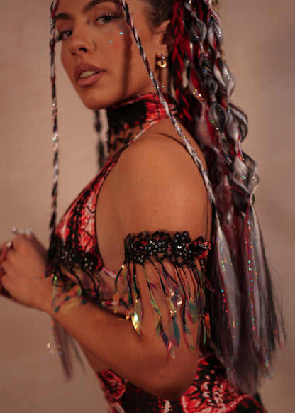 Festival Hair - Lime Blonde Collection: Tie-in Extension braid set - Red Venom
