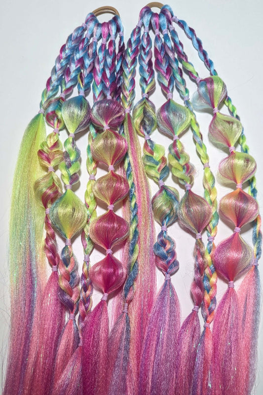 Festival Hair - Tie In Bubble Braid - set of 2 -  Unicorn 1.6