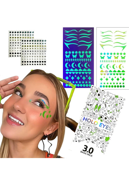 HOLO EYES self adhesive UV eye stickers - Green