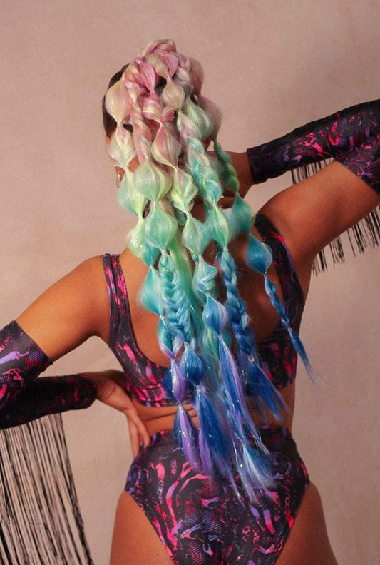 Festival Hair - Lime Blonde Collection: Tie-in Extension braid set - Mermaid Shine